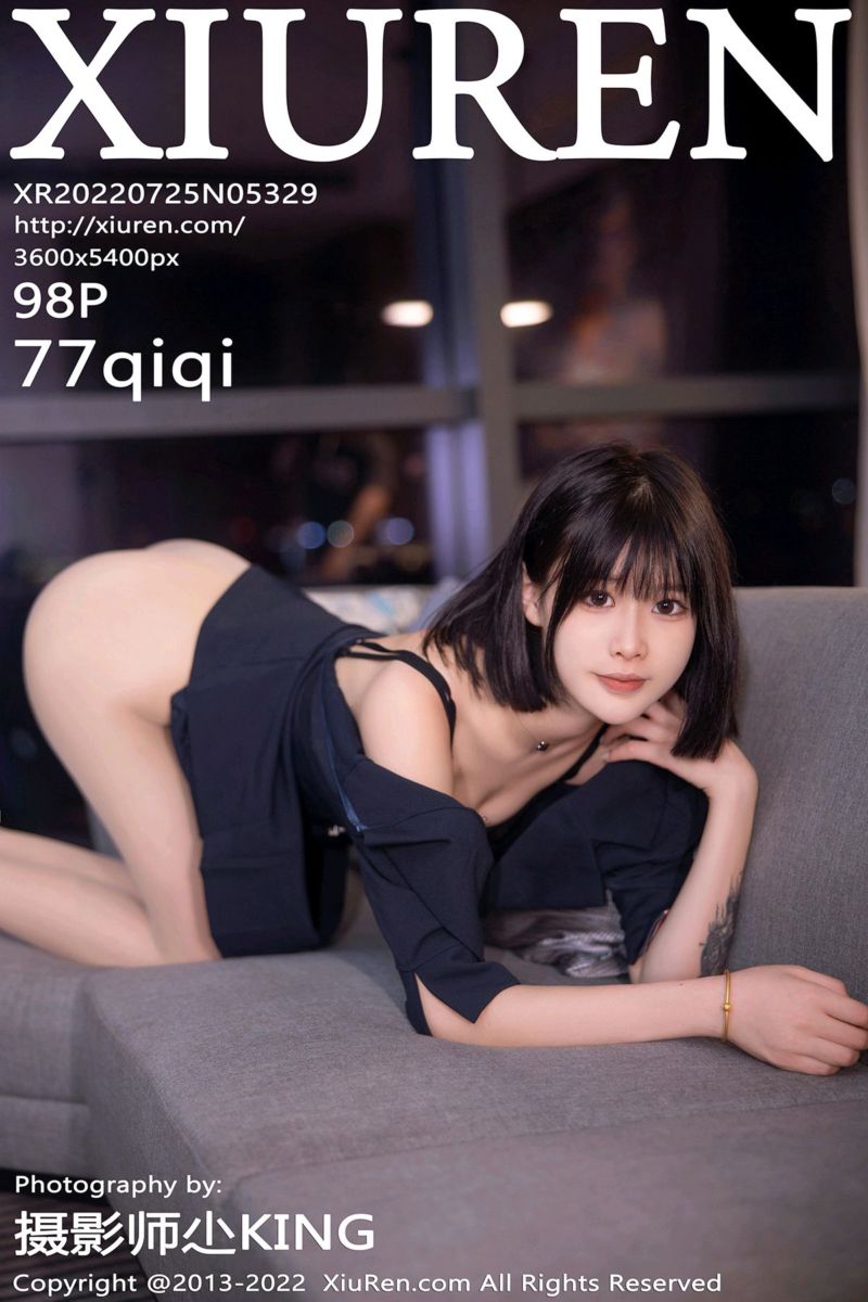 [XiuRen秀人网] 2022.07.25 No.5329 77qiqi 深蓝色蕾丝内衣系列 - 封面图