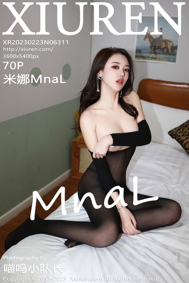 [XiuRen秀人网] 2023.02.23 No.6311 米娜MnaL 黑色网纱轻透连体衣 - 封面图