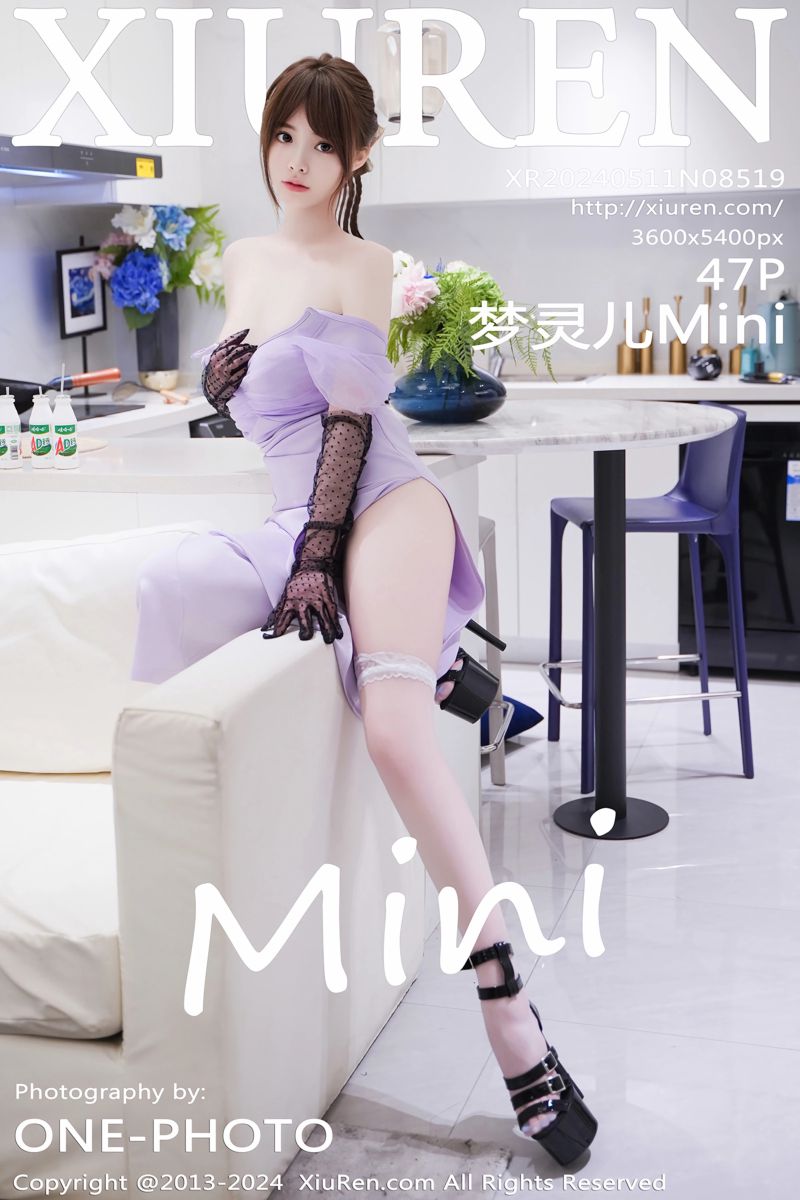 [XiuRen秀人网] 2024.05.11 No.8519 梦灵儿Mini 紫色连衣裙搭配白色丝袜