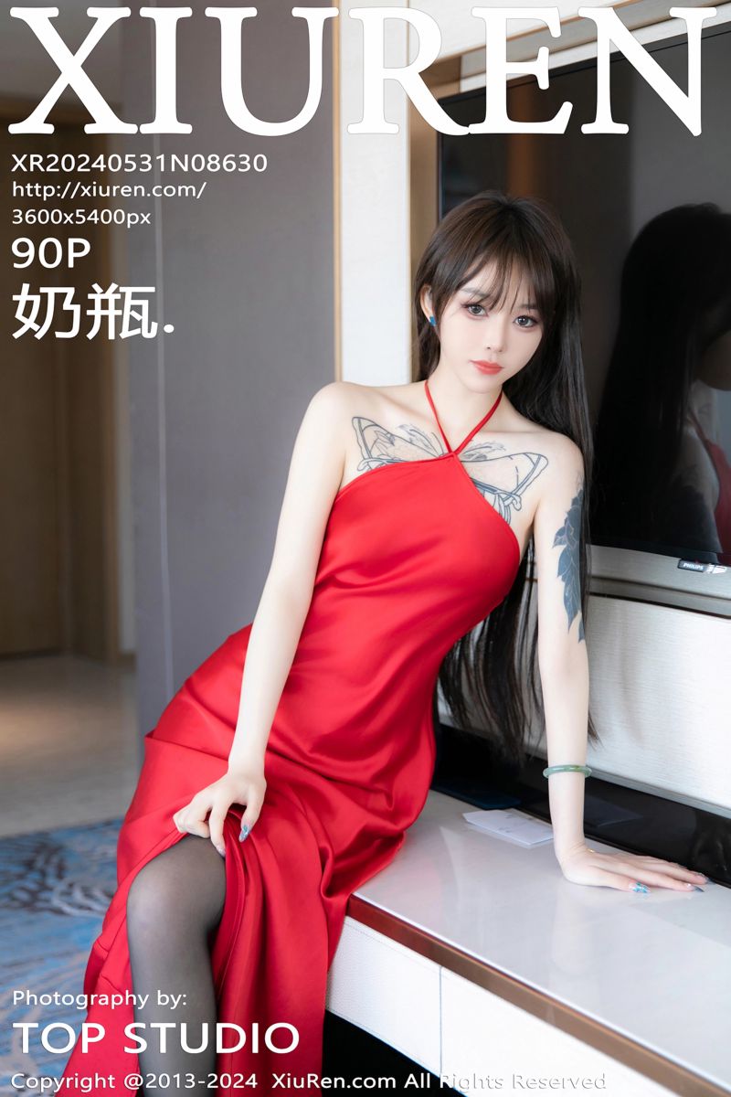 [XiuRen秀人网] 2024.05.31 No.8630 奶瓶. 红色露肩长裙搭配魅惑黑丝